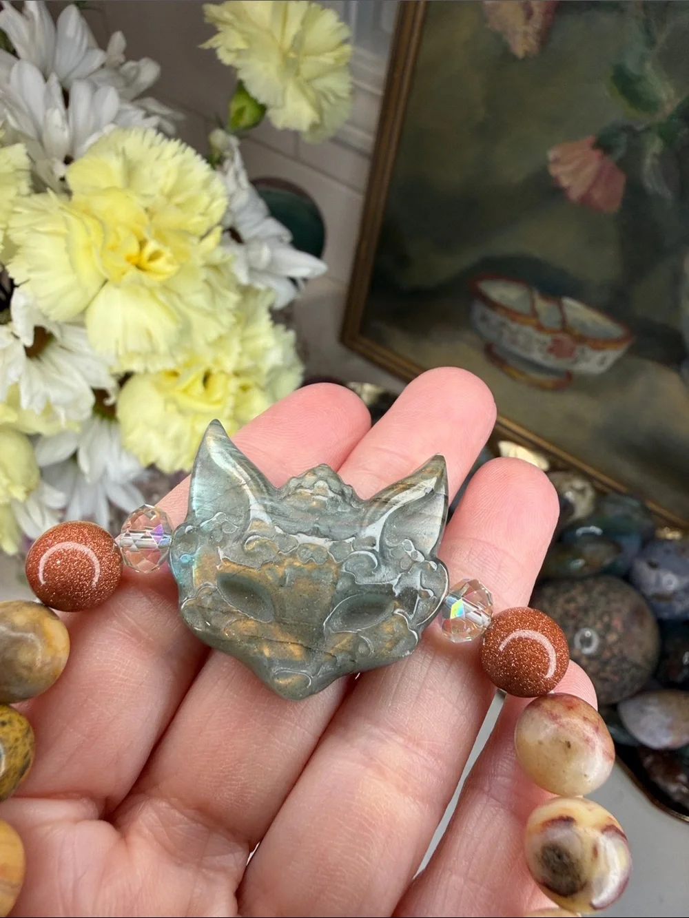 WILD & WISE • Labradorite Fox + Crazy Agate Bracelet: B1322